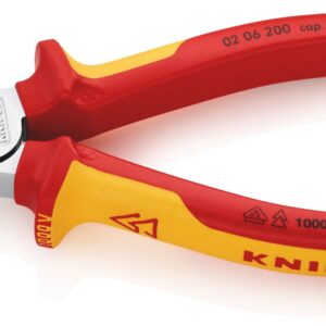 KNIPEX 02 06 200 High Leverage Combination Pliers, VDE-Tested Black Lacquered 200 mm