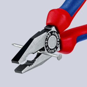 KNIPEX 03 02 180 Combination Pliers with Multi-Component Grips Black Atramentized 180 mm