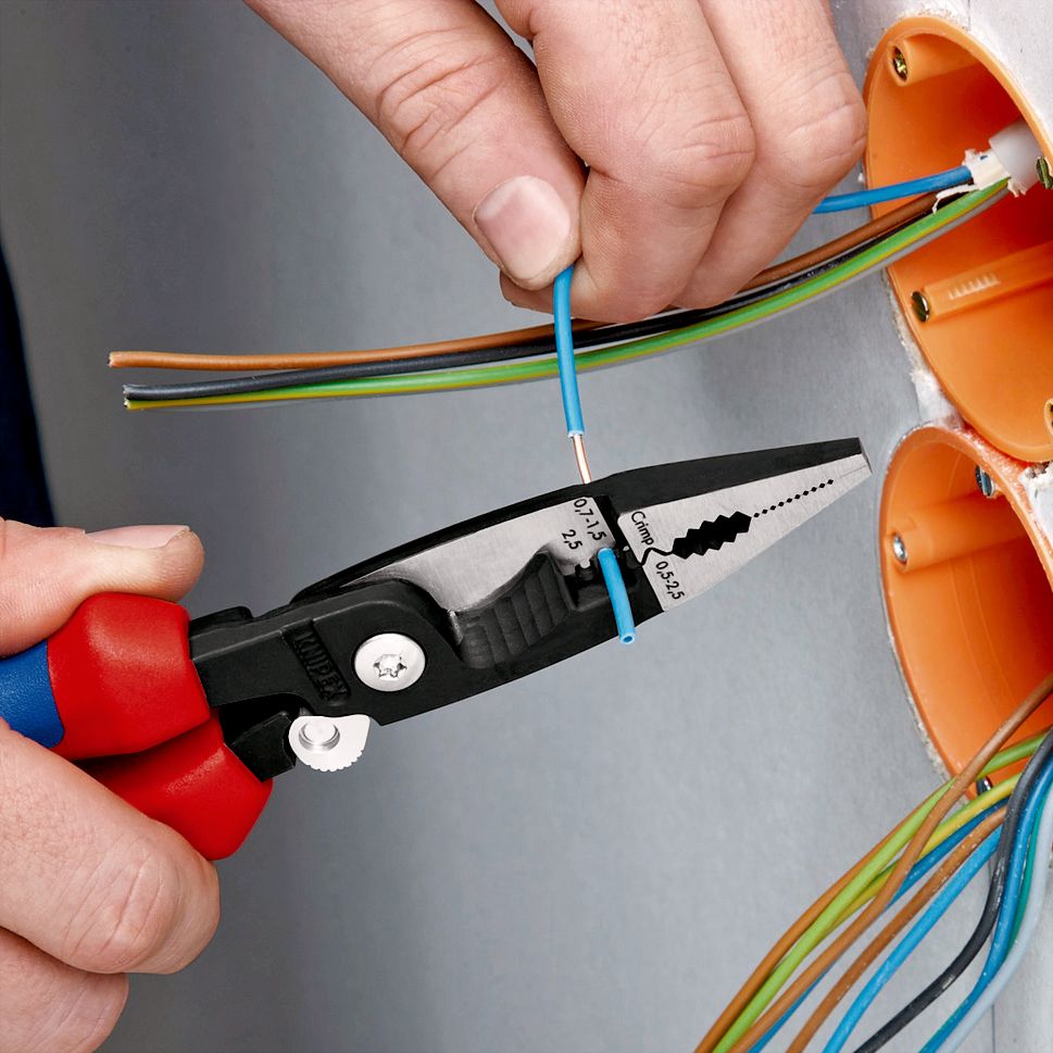 KNIPEX 13 92 200 Pliers for Electrical Installation with Multi-Component Grips Black Atramentized 200 mm