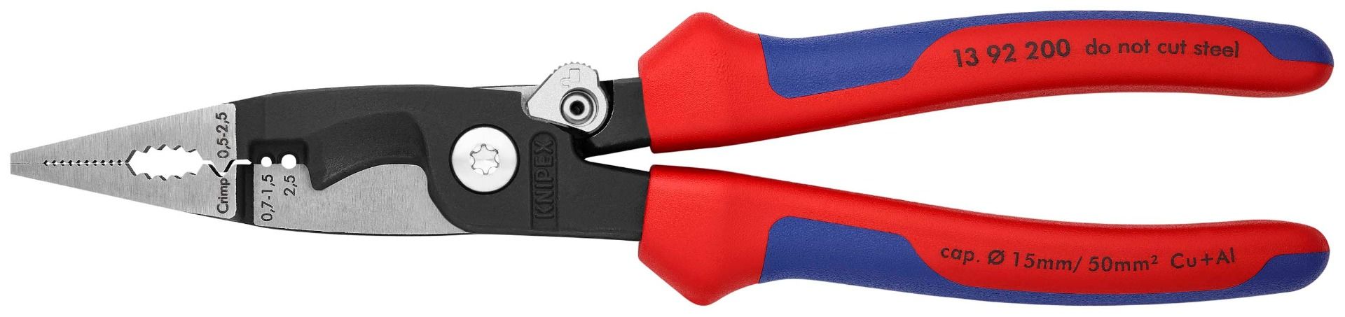 KNIPEX 13 92 200 Pliers for Electrical Installation with Multi-Component Grips Black Atramentized 200 mm