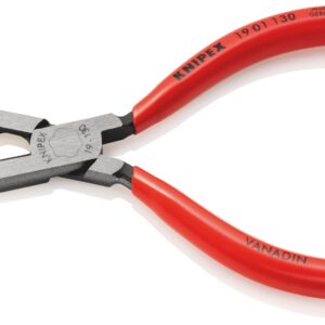 KNIPEX 19 01 130 Round Nose Pliers with cutting edge (Jewellers' Pliers) plastic coated black atramentized 130 mm