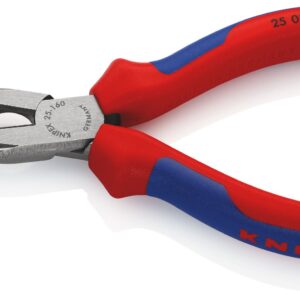 KNIPEX 25 02 160 Snipe Nose Side Cutting Pliers (Radio Pliers) with Multi-Component Grips Black Atramentized 160 mm