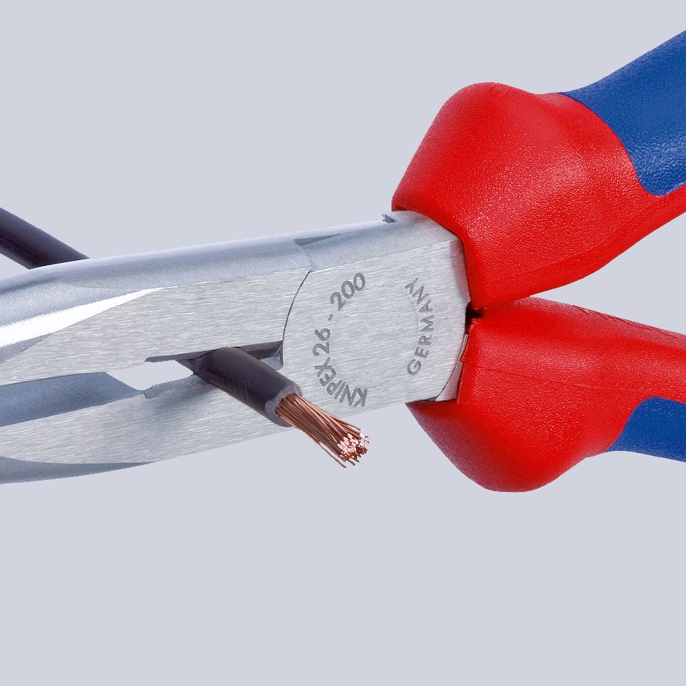 Skip to the end of the images gallery - 33% Skip to the beginning of the images gallery KNIPEX 26 21 200 Snipe Nose Side Cutting Pliers (Stork Beak Pliers) plastic coated black atramentized 200 mm
