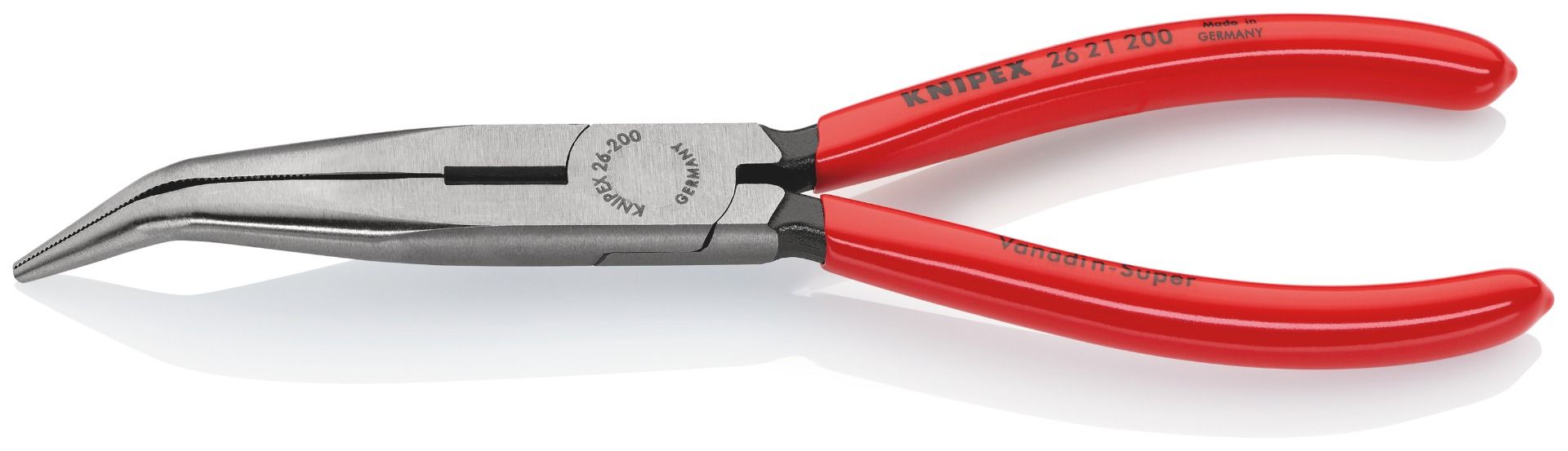 Skip to the end of the images gallery - 33% Skip to the beginning of the images gallery KNIPEX 26 21 200 Snipe Nose Side Cutting Pliers (Stork Beak Pliers) plastic coated black atramentized 200 mm