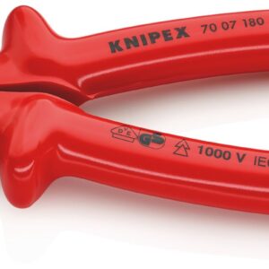 KNIPEX 70 07 180 Diagonal Cutter with Dipped Insulation, VDE-Tested Chrome Plated 180 mm