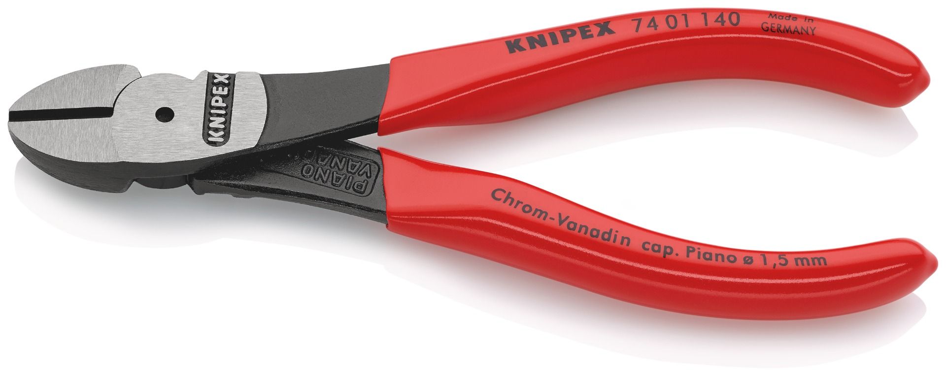 KNIPEX 74 01 140 High Leverage Diagonal Cutter Plastic Coated Black Atramentized 140 mm