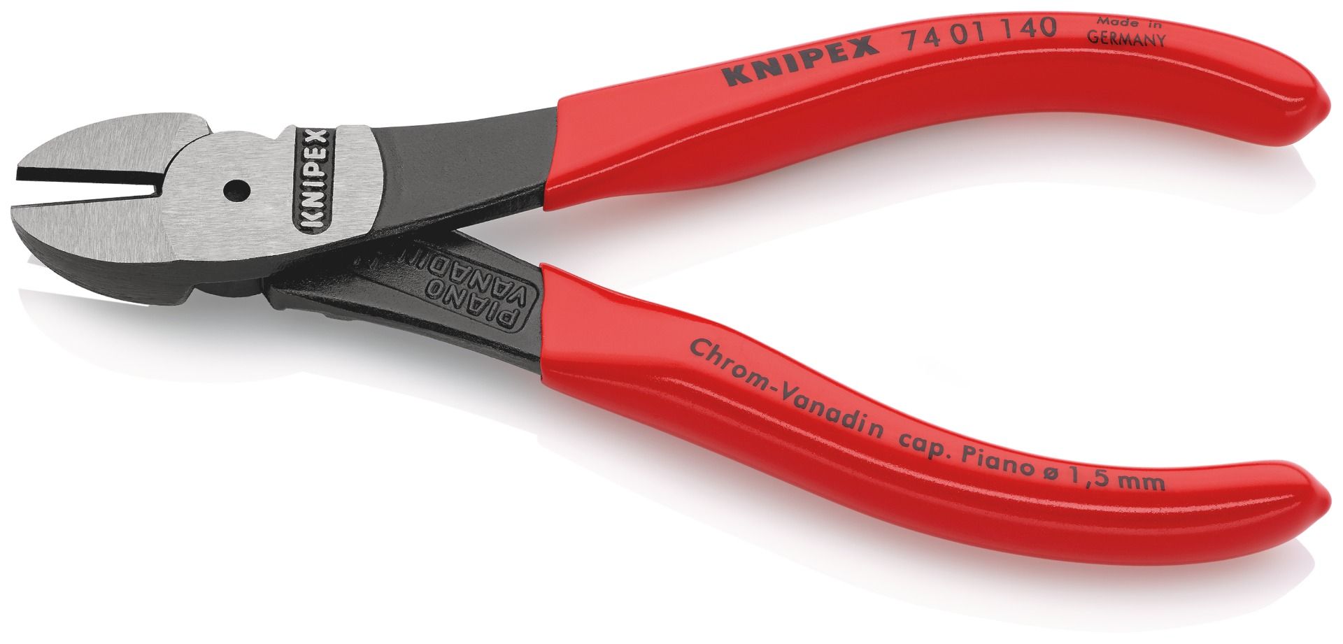 KNIPEX 74 01 140 High Leverage Diagonal Cutter Plastic Coated Black Atramentized 140 mm