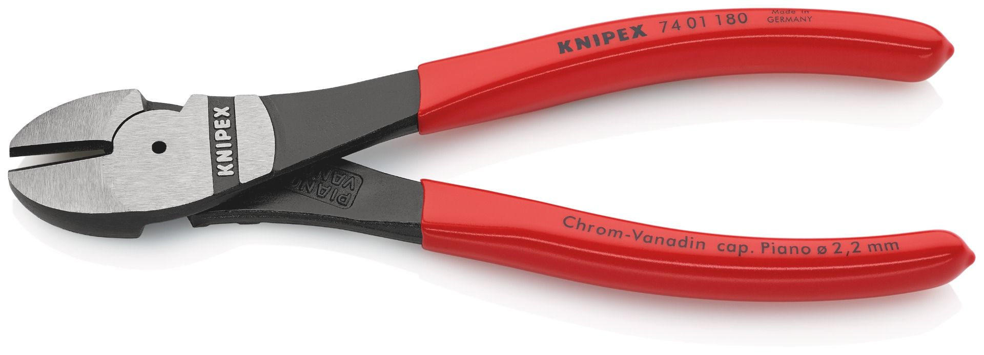 KNIPEX 74 01 180 High Leverage Diagonal Cutter Plastic Coated Black Atramentized 180 mm