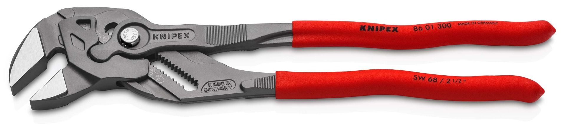 KNIPEX 86 01 300 Pliers Wrench Pliers and a wrench in a single tool with non-slip plastic coating black atramentized 300 mm