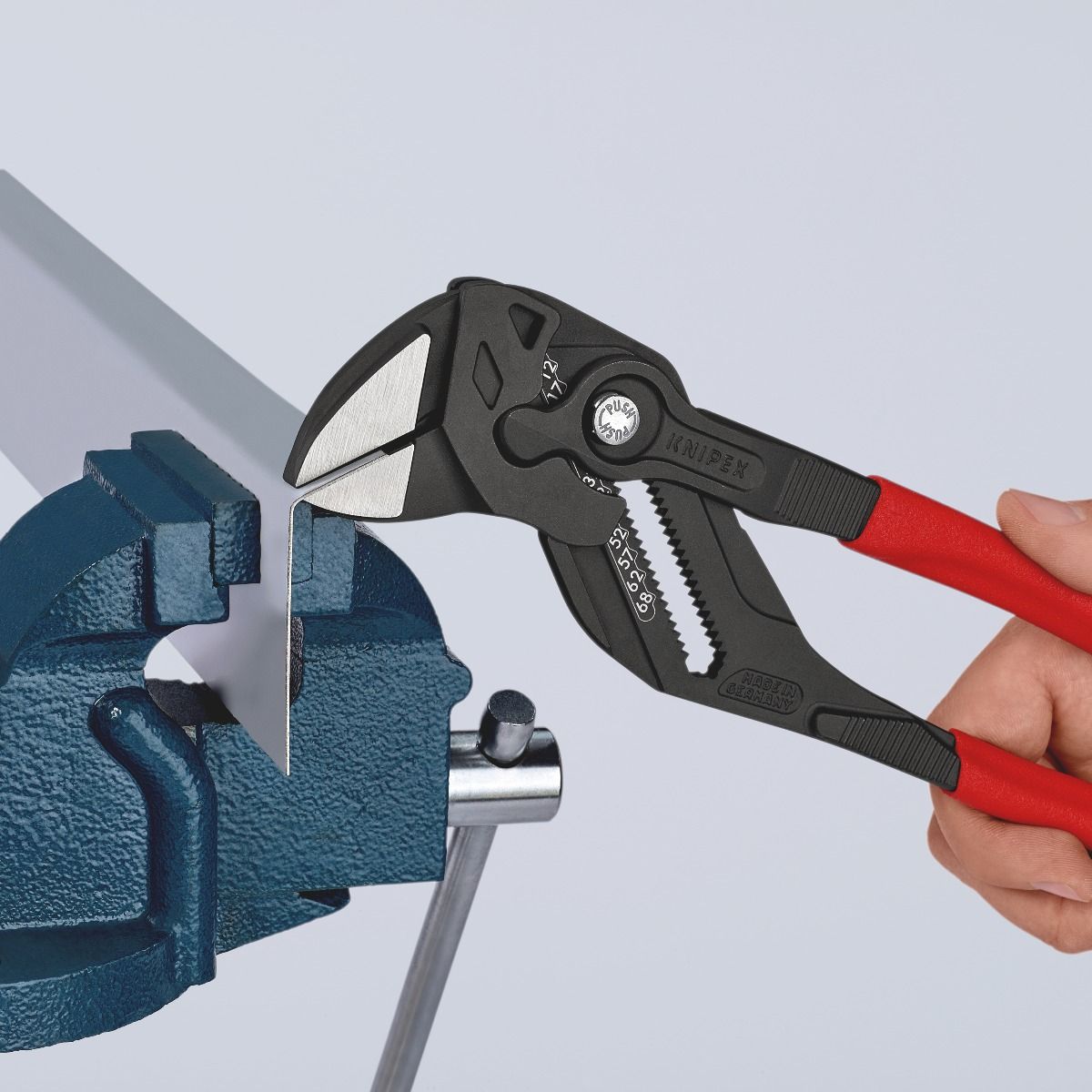 KNIPEX 86 01 300 Pliers Wrench Pliers and a wrench in a single tool with non-slip plastic coating black atramentized 300 mm
