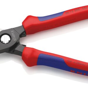 KNIPEX 95 12 200 Cable Shears with Twin Cutting Edge with Multi-Component Grips Burnished 200 mm