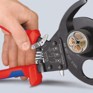 KNIPEX 95 31 250 Cable Cutter (ratchet action) with multi-component grips black lacquered 250 mm