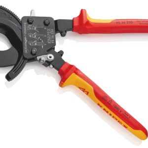 KNIPEX 95 36 250 Cable Cutter (ratchet action) insulated with multi-component grips, VDE-tested black lacquered 250 mm