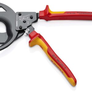 KNIPEX 95 36 320 Cable Cutter (ratchet principle, 3-stage) insulated with multi-component grips, VDE-tested black atramentized 320 mm