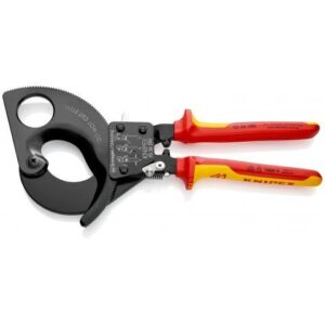 KNIPEX 95 36 280 Cable Cutter (ratchet action) Insulated with Multi-Component Grips, VDE-Tested Black Lacquered 280 mm