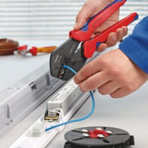 KNIPEX 97 33 02 MultiCrimp Lever Action Crimping Pliers with Changer Magazine with Multi-Component Grips Burnished 250 mm