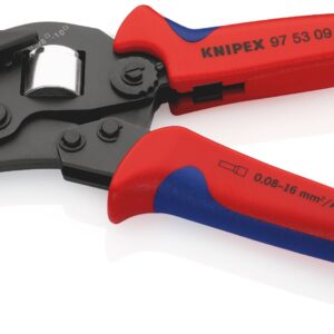 KNIPEX 97 53 09 Self-Adjusting Crimping Pliers for Wire Ferrules with Front Loading with Multi-Component Grips Burnished 190 mm