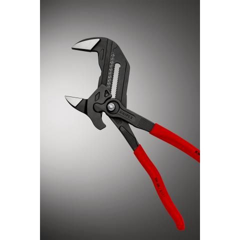 KNIPEX 86 01 300 Pliers Wrench Pliers and a wrench in a single tool with non-slip plastic coating black atramentized 300 mm