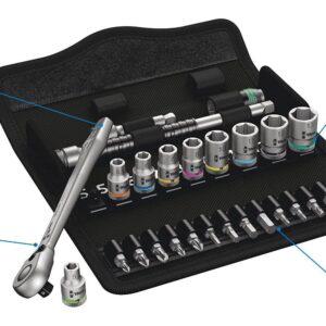 Wera - 8100 SA 8 Zyklop Metal Ratchet Set with switch lever, 1/4" drive, metric, 28 pieces 05004018001