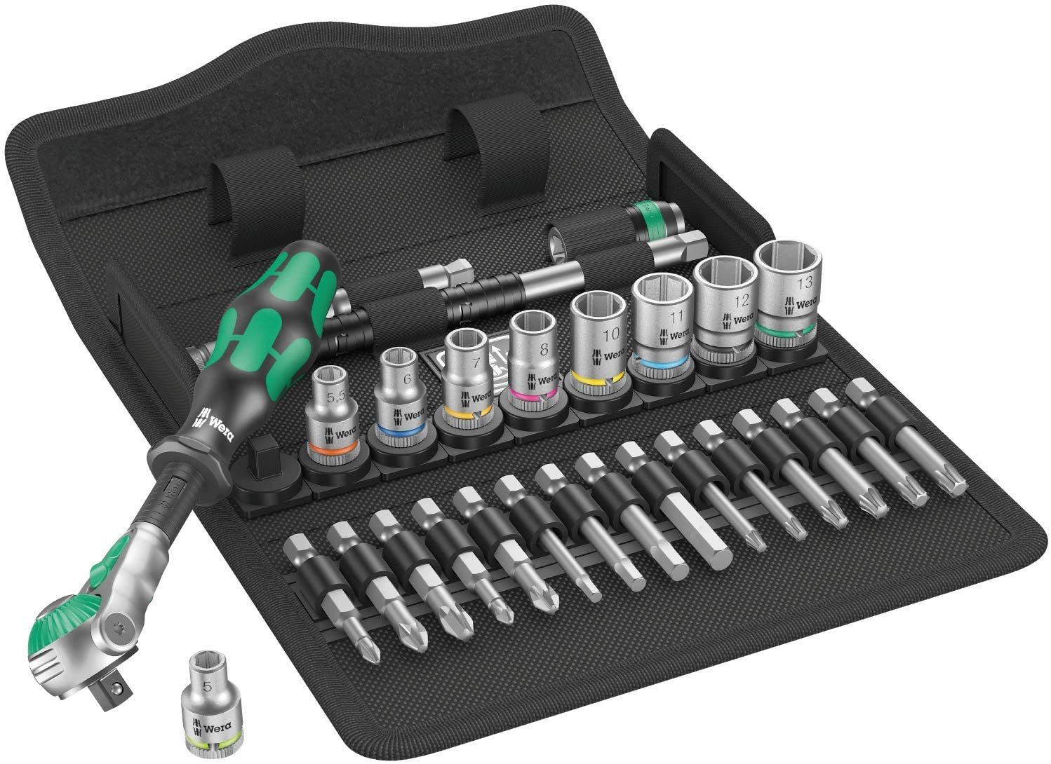 Wera 05004016001 - 8100 SA 6 Zyklop Metric Speed Ratchet Set, 28 Piece, 1/4"