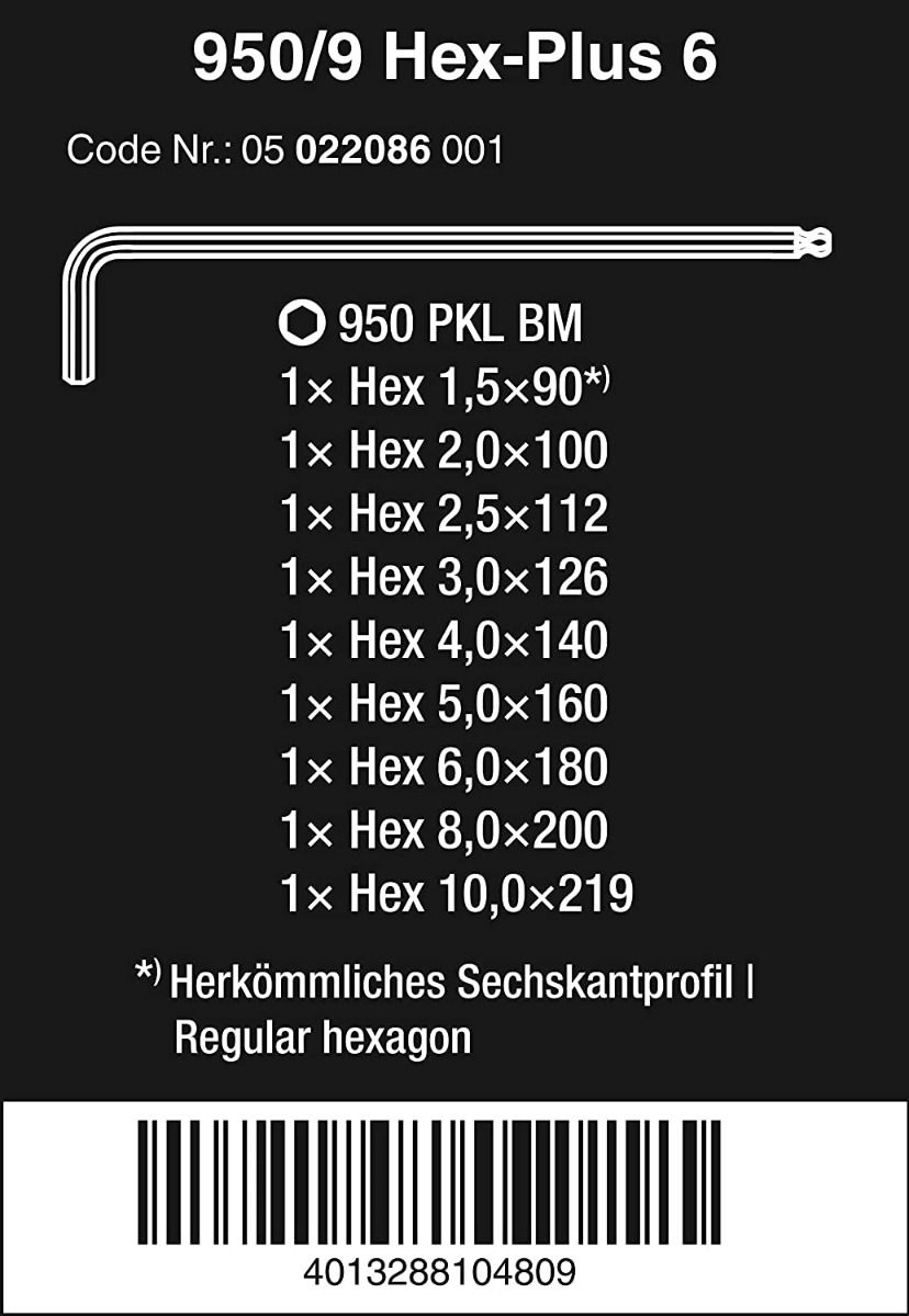 Wera – 950/13 Hex-Plus Imperial 1 L-Key Set, Imperial, BlackLaser 05021728001