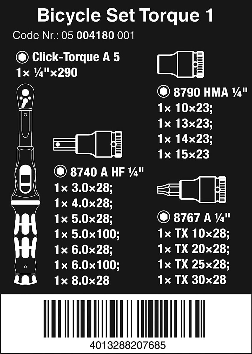 Wera - Bicycle Set Torque 1, 2.5-25 Nm, 16 pieces 05004180001