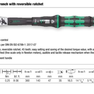 Wera - Click-Torque Adjustable Torque Wrenches with Reversible Ratchet 10-50Nm - 05075620001